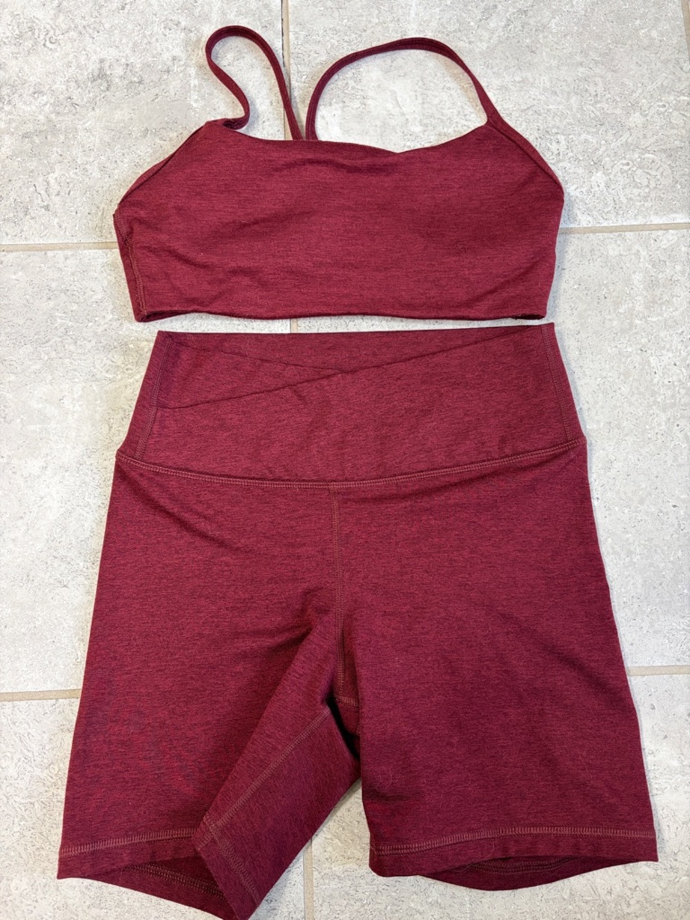 Old Navy Burgundy Sports Bra & High-Waist Biker Shorts